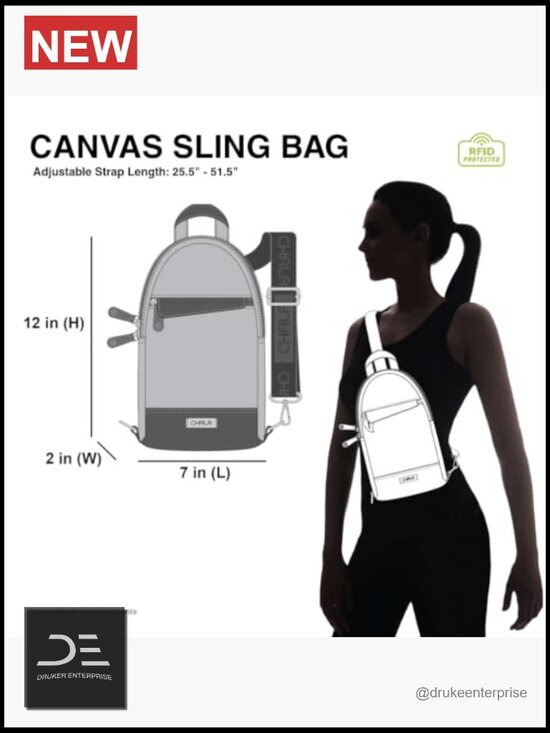 Canvas Sling Bag Crossbody Backpack RFID Protected Adjustable Strap main image 5